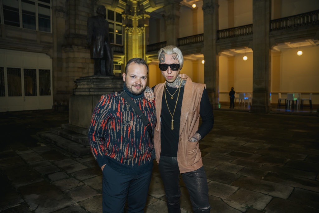 Jose Ibarra and Chris Lavish outside the shows at Bogotá Fashion Week 2022.  