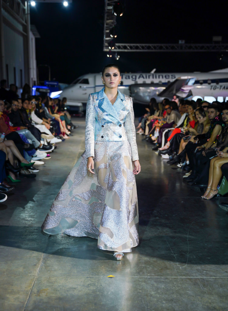 Blazer And Skirt, pastel blue, Guatemala Fashion week catwalk latin American designers March 2023, semena de la moda @SDM_latam photo by @xelaaromfilms