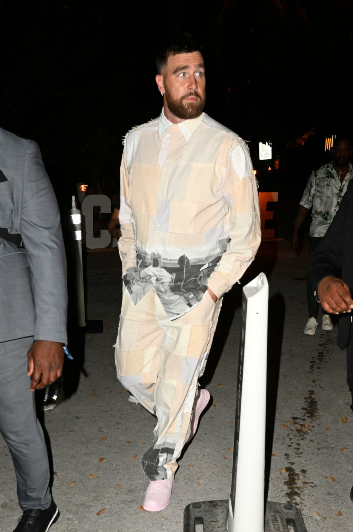 TRAVIS KELCE WEARS KIDSUPER IN MIAMI FOR THE 2024 F1 GRAND PRIX